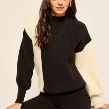 Friends Like These Neutral Long Sleeve Cosy Colourblock Jumper
