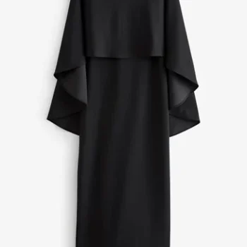 Black Cape Detail Maxi Dress